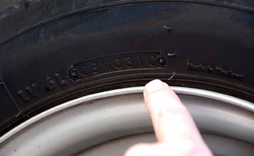This tyre was made on the third week of 2010 and is safe to drive on. Motorists are urged to check the age of their tyres. This tyre was made on the third week of 2010 and is safe to drive on. Motorists are urged to check the age of their tyres.